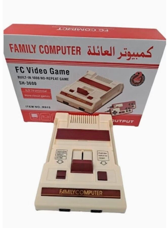 Family Computer English Retro Family Computer Video Game Console Built In 1000 Classic Games With Dual Controllers And AV Output For TV - Image 1